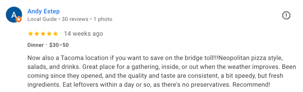 Pizza Takeout in Gig Harbor, WA | Fondi Pizzeria 6 fondi pizzeria google review 2
